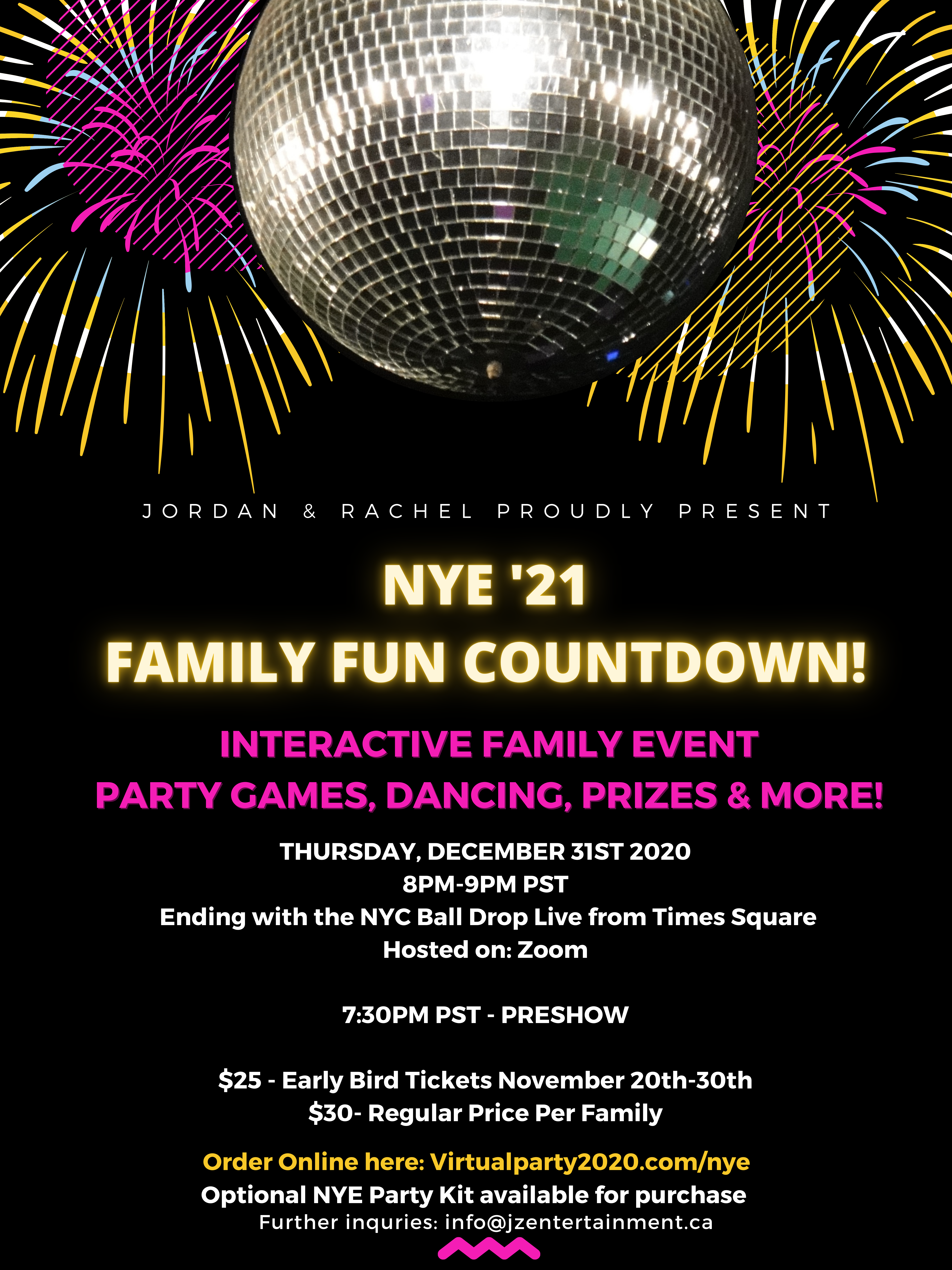 Illustrated Balloons and Confetti NYE Party Poster - Rock'N'Beau